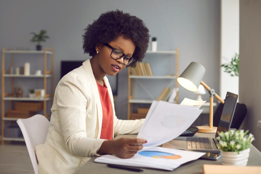 female bookkeeper working in an office