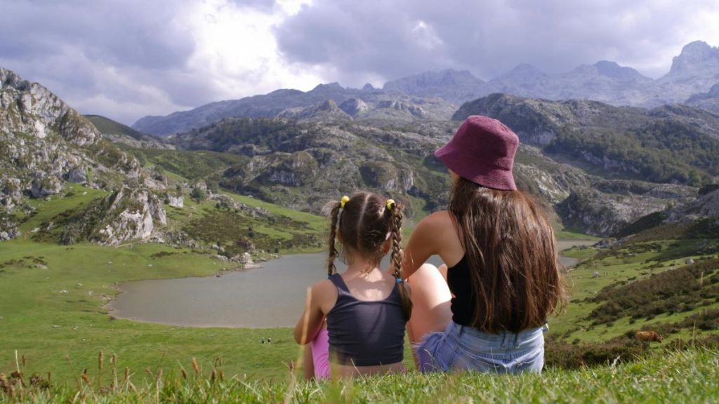 mother and daughter at scenic overlook