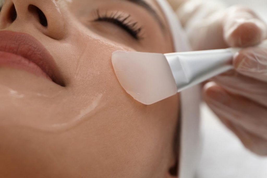 closeup of chemical peel being applied