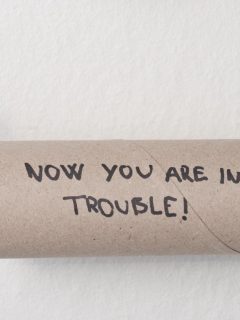 empty toilet paper roll with funny message