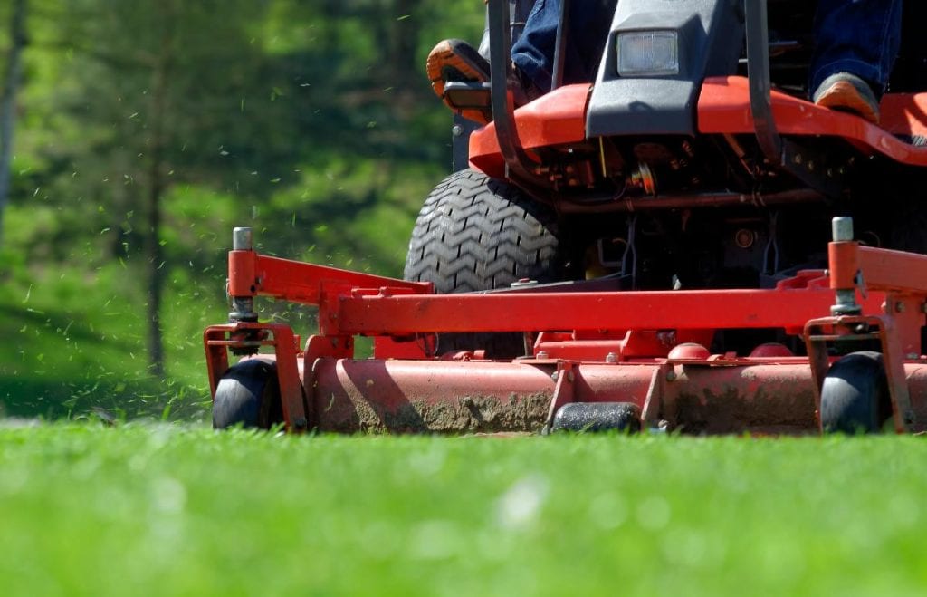 up-close shot of a riding mower