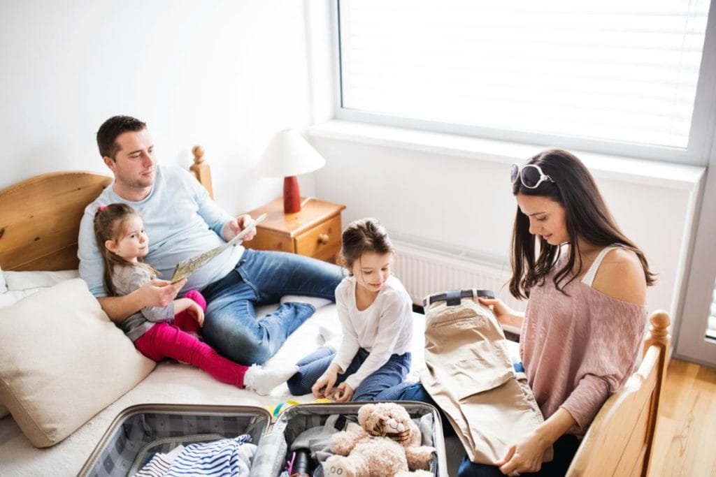 family packing for a weekend getaway