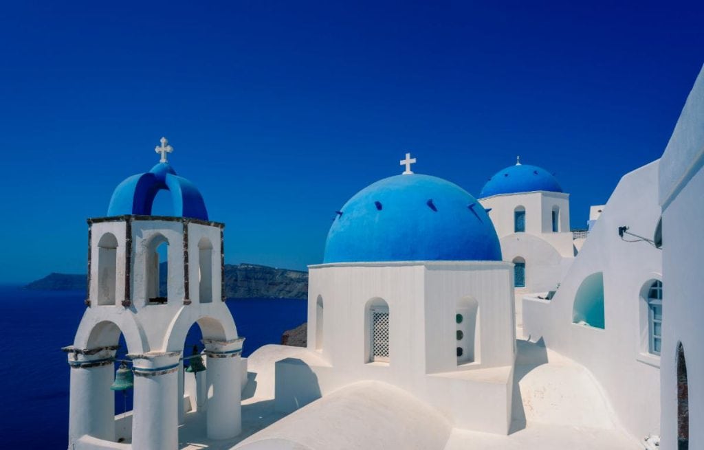 building tops in santorini greece