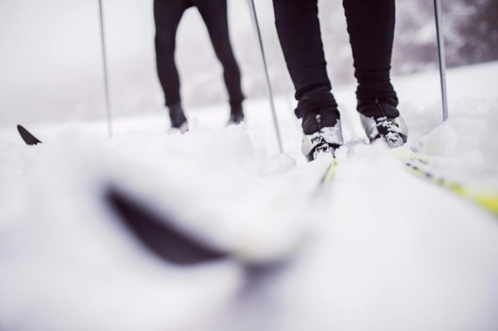 view of skis from the ground