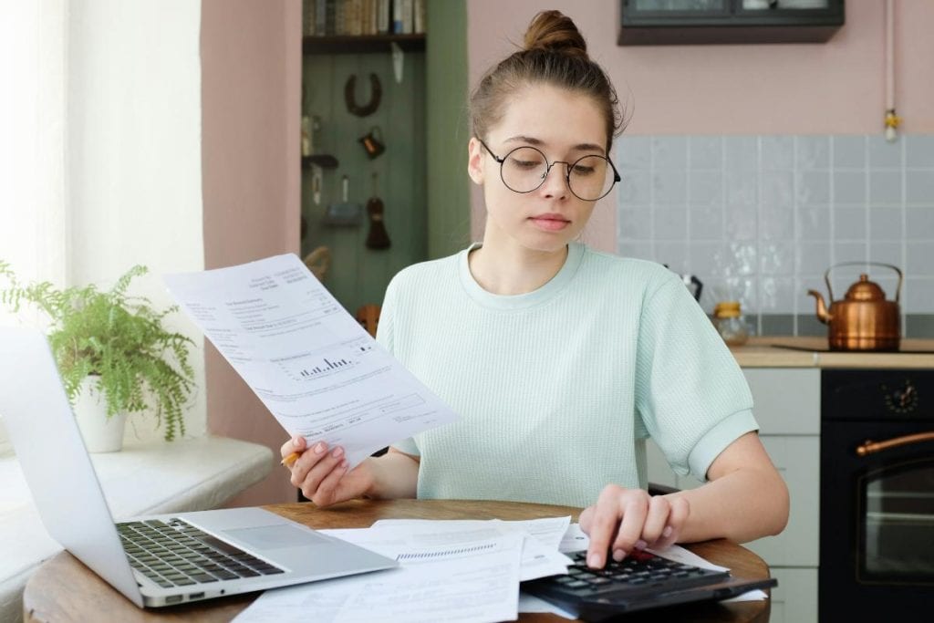 woman looking over the budget