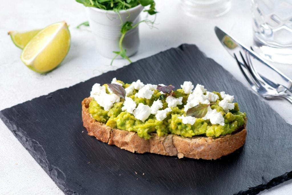 avocado toast with feta crumbles