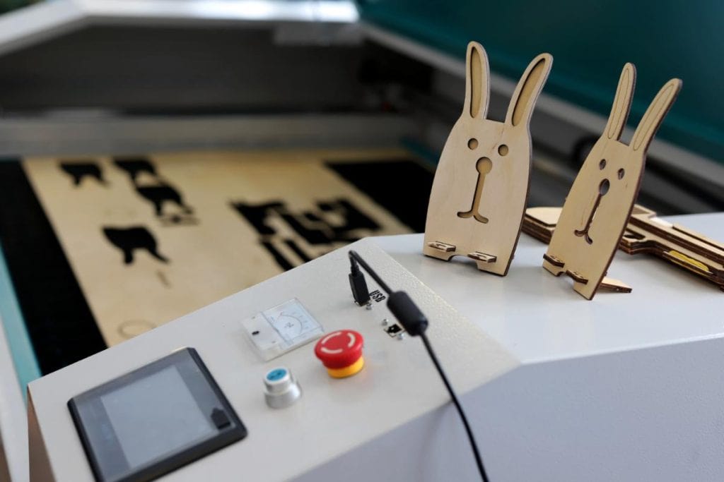 bunny phone stand made using a laser cutting machine