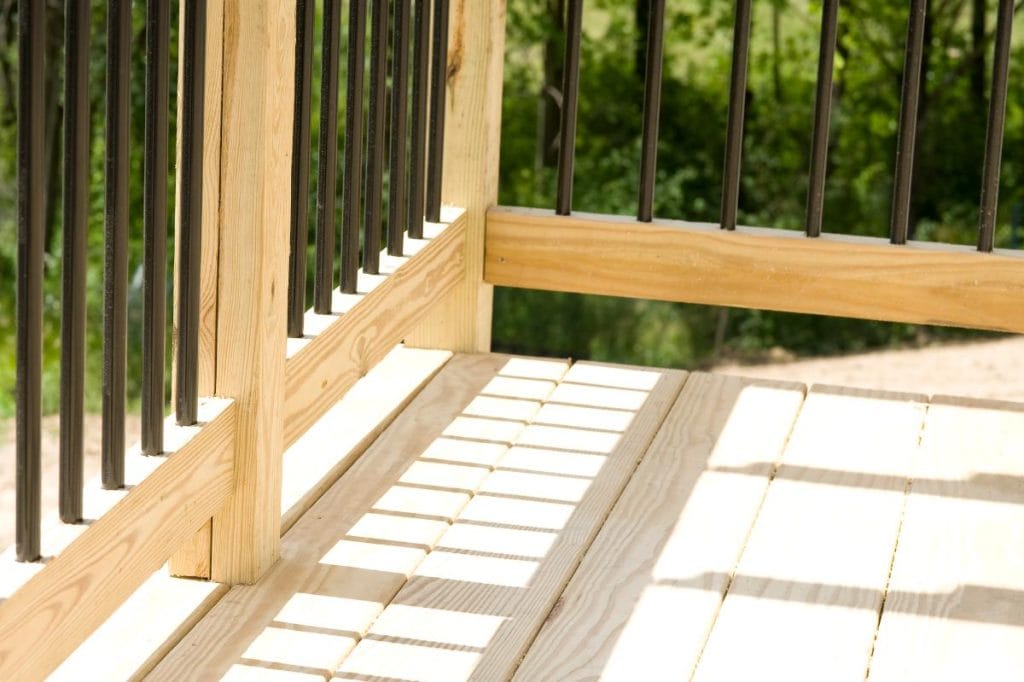 close up of deck railing