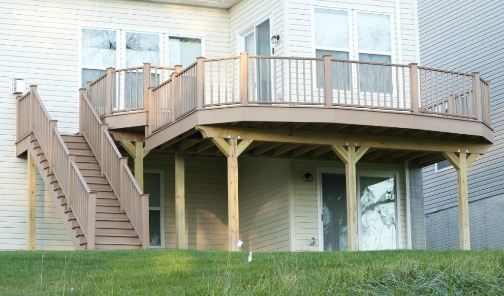 nice deck on a large house