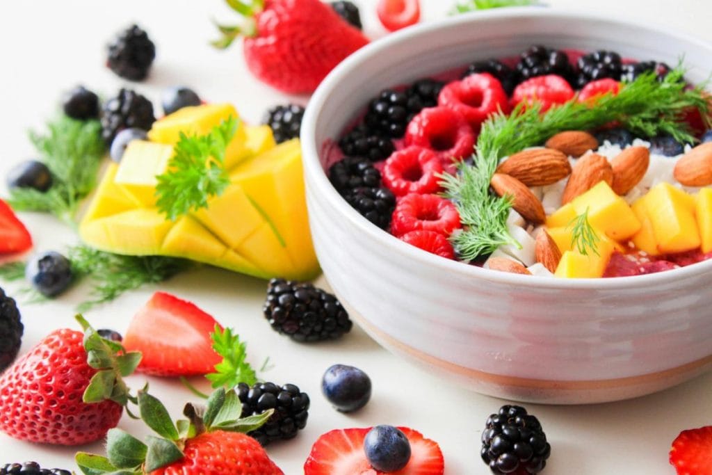 healthy bowl of fruit and yogurt