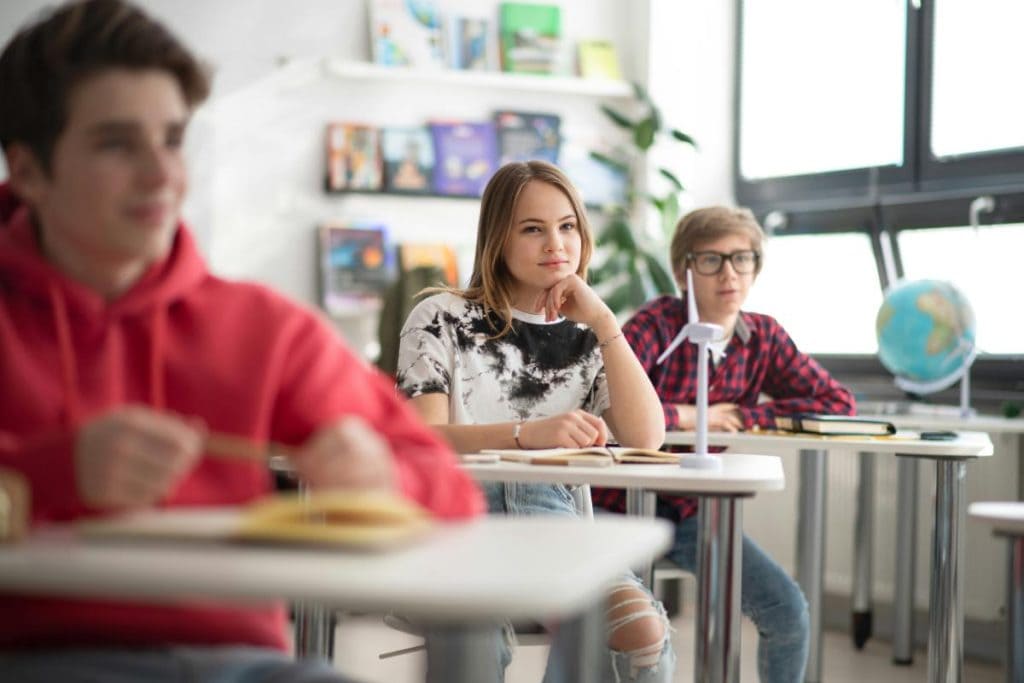 teenagers in a classroom