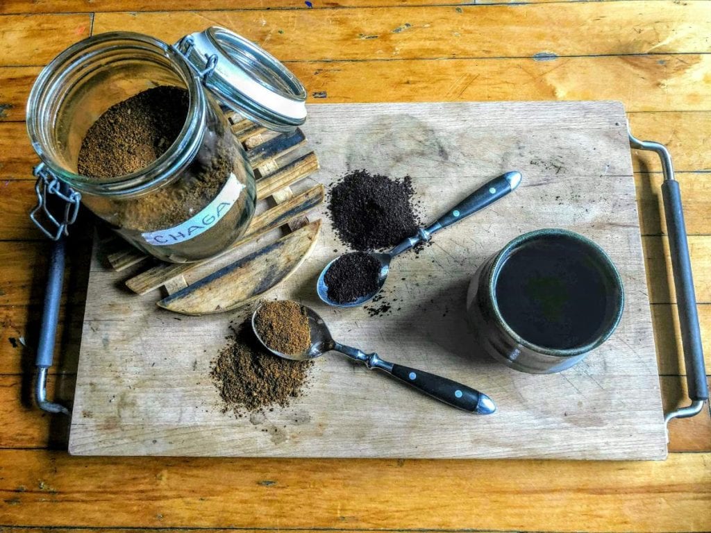 mushroom powder and ground coffee