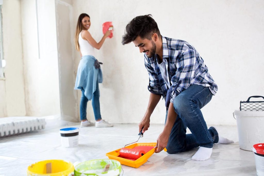 couple renovating and painting their home