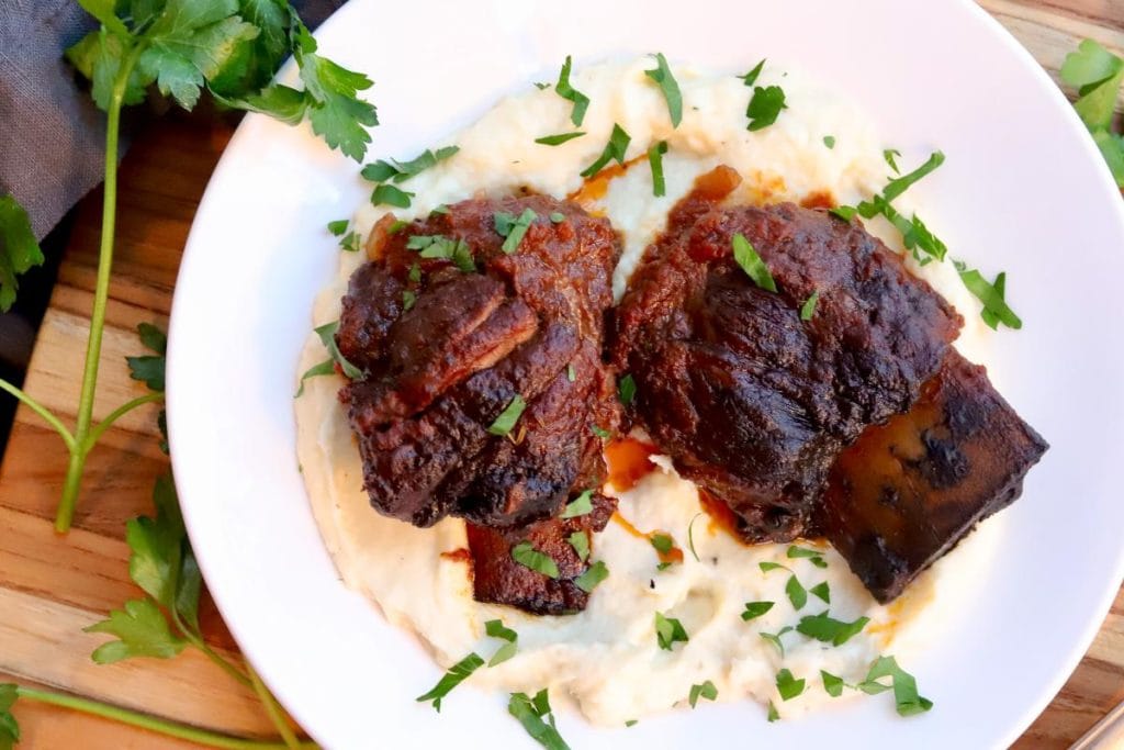 braised short ribs on parsnips