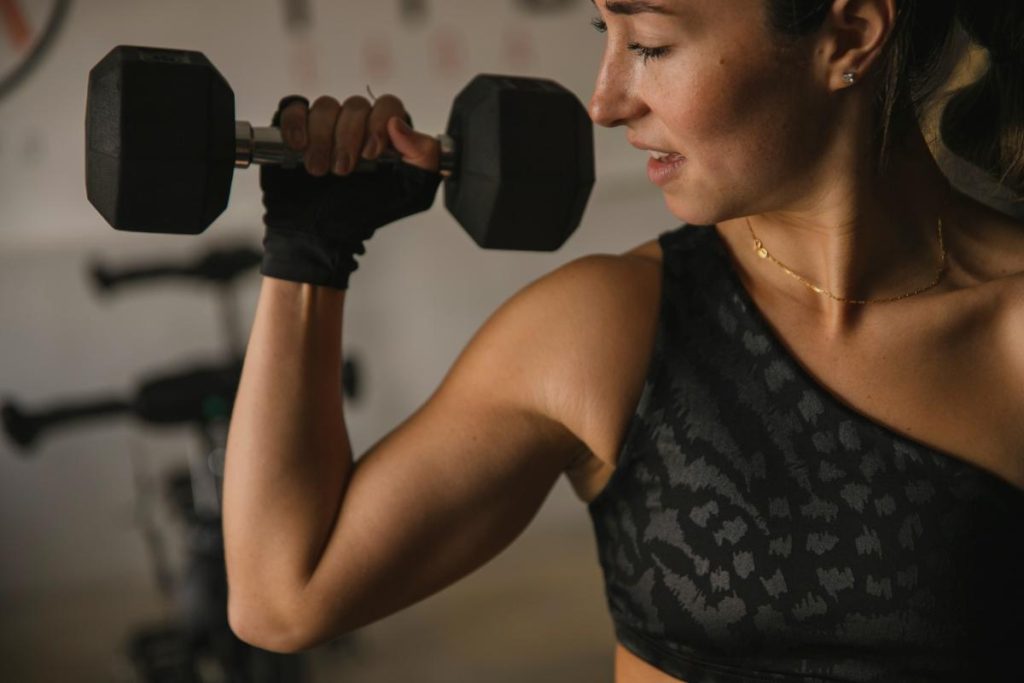 woman with a dumbbell