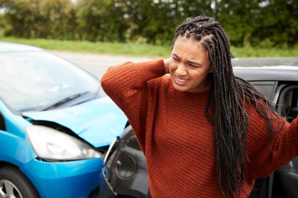 woman with whiplash injury after a car accident