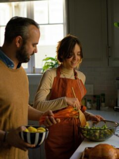 couple preparing food together