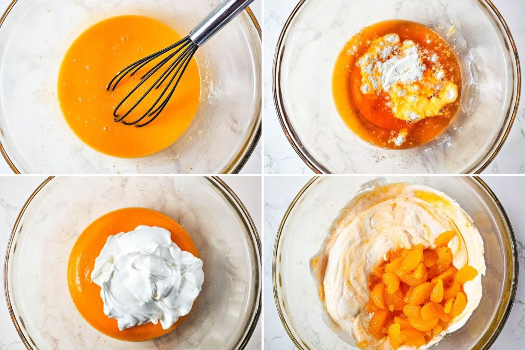 process of making mandarin orange fluff salad