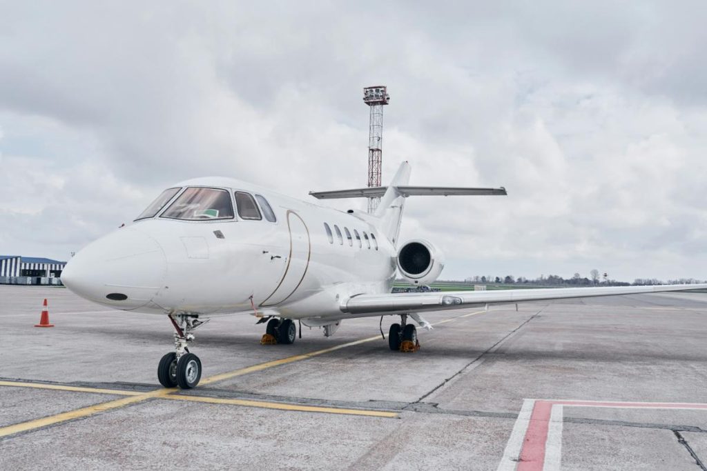 small private jet at airport