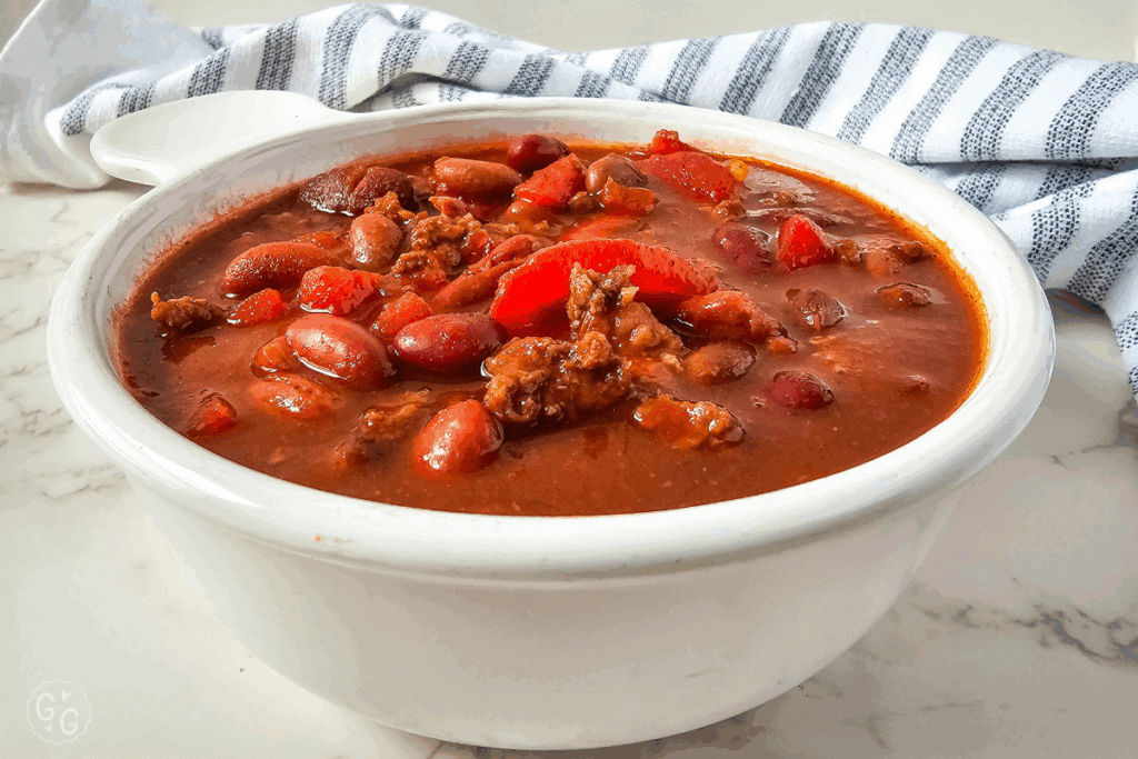 bowl of chili made with ground deer meat
