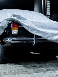 cover on a black muscle car