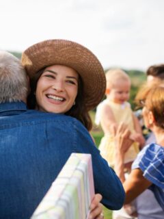 young family with baby visiting the inlaws