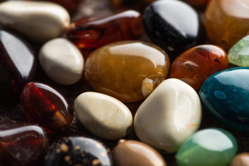closeup of shiny polished stones