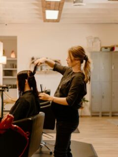 woman getting hair done at a salon