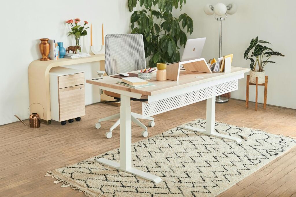 home office with modern desk and modern styling