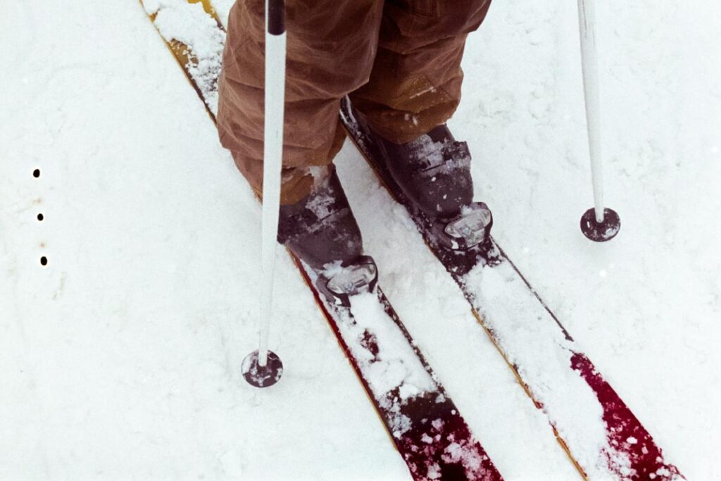 skis covered in snow
