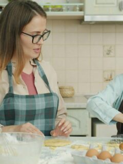 mom and daughter making treats