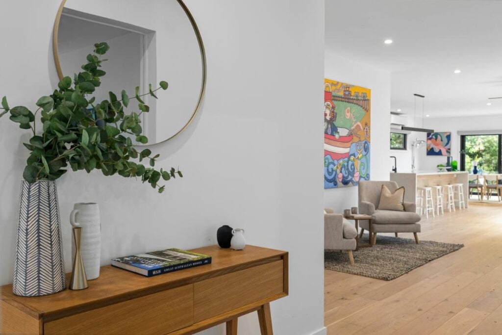 view of bright and tidy house from entryway