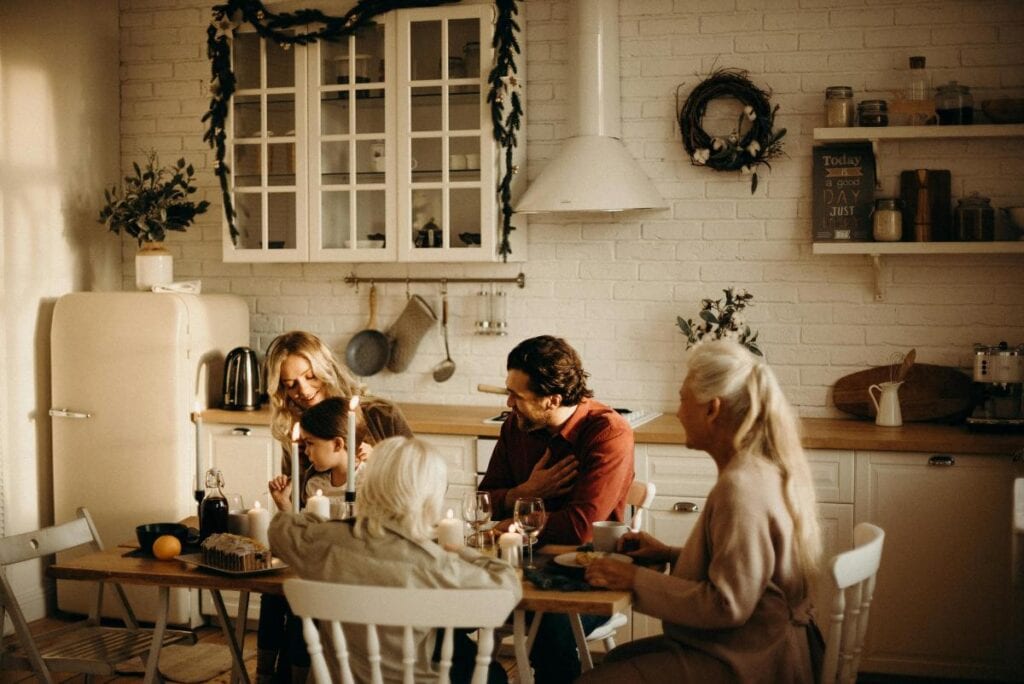 multi-generational family sitting at the table
