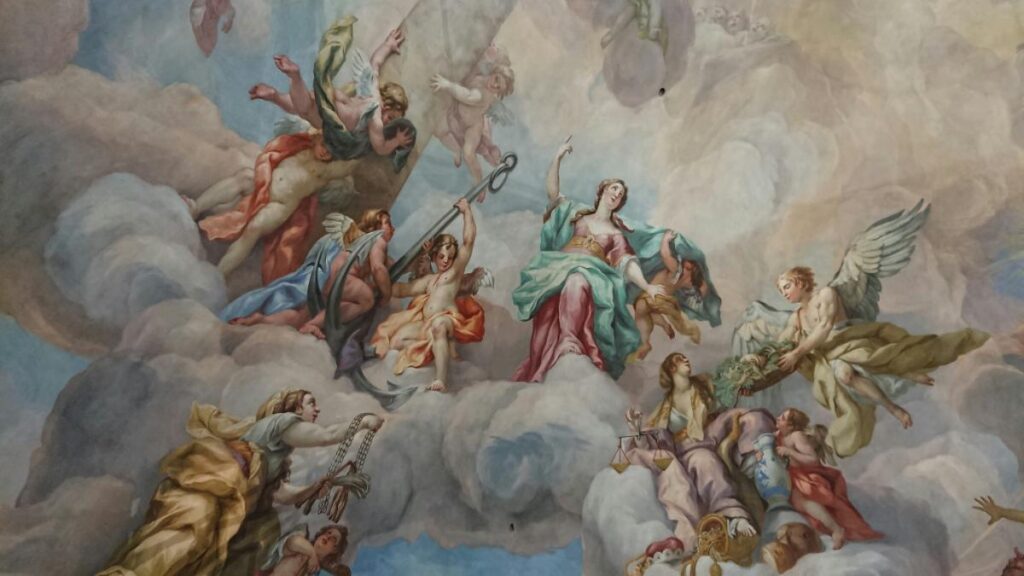 painting of the angels and saints in heaven