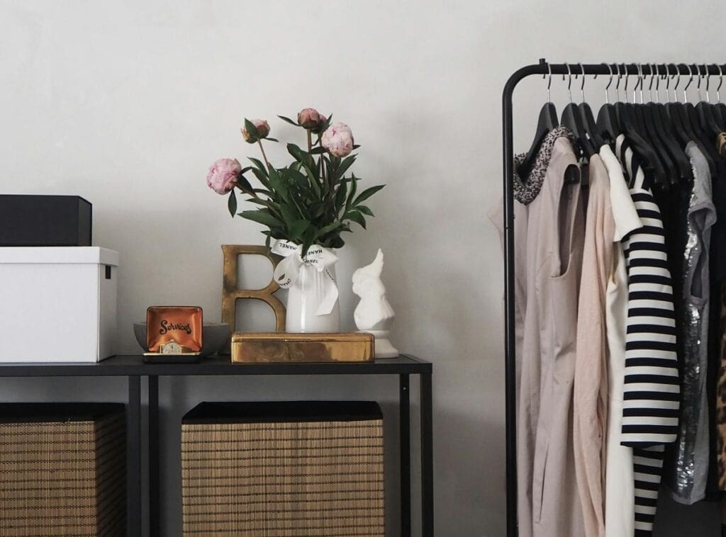 women's clothing in a minimal style room