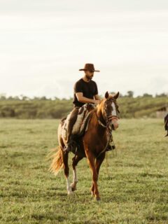 two men riding horses