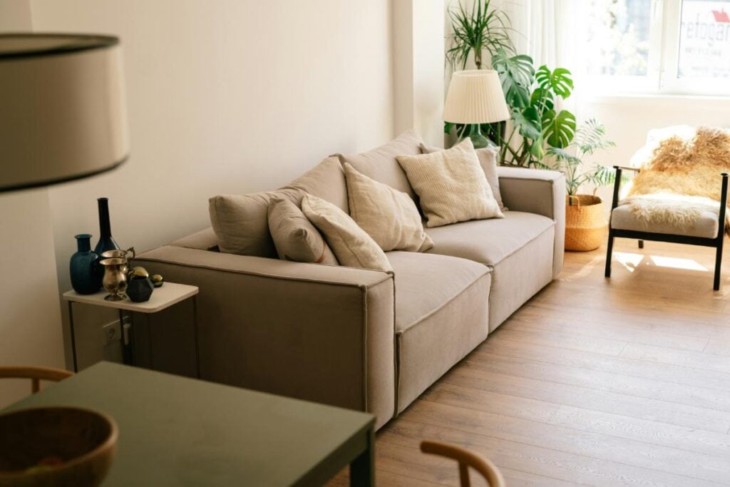 cozy living room with large couch and chair