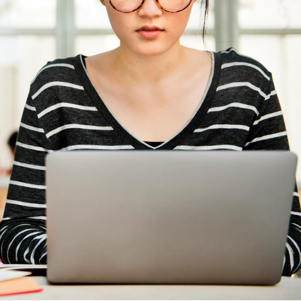 young woman with laptop