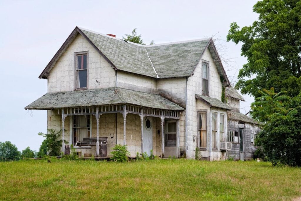 an old house in serious need of repairs
