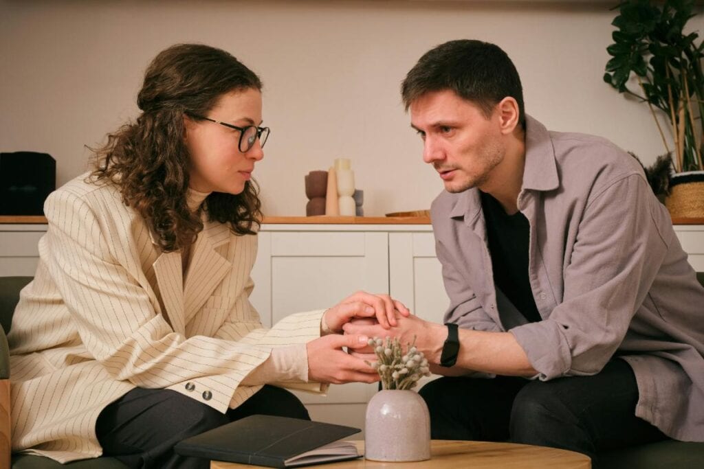 Partners supporting each other during a difficult time.