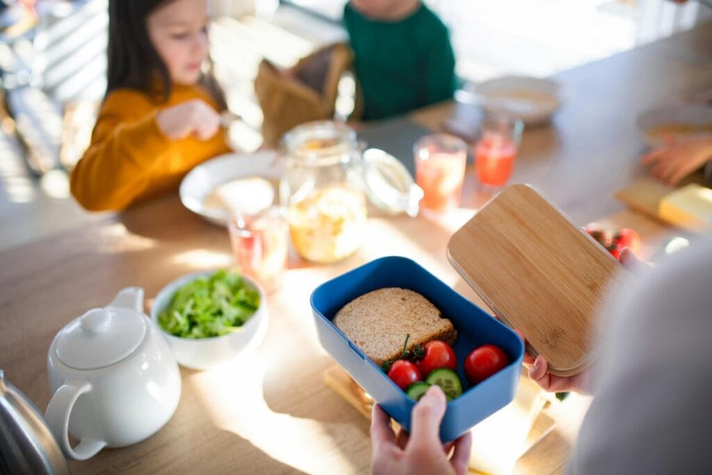 Healthy packed lunch prepared for the school week.