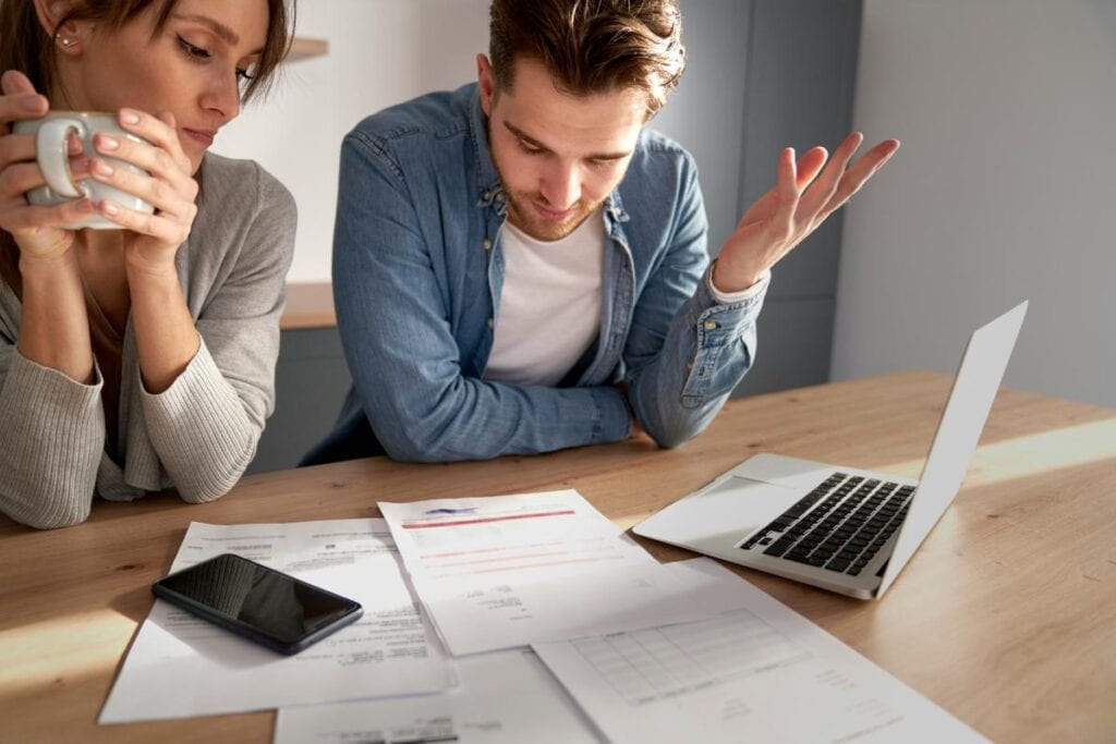 couple looking at bills together