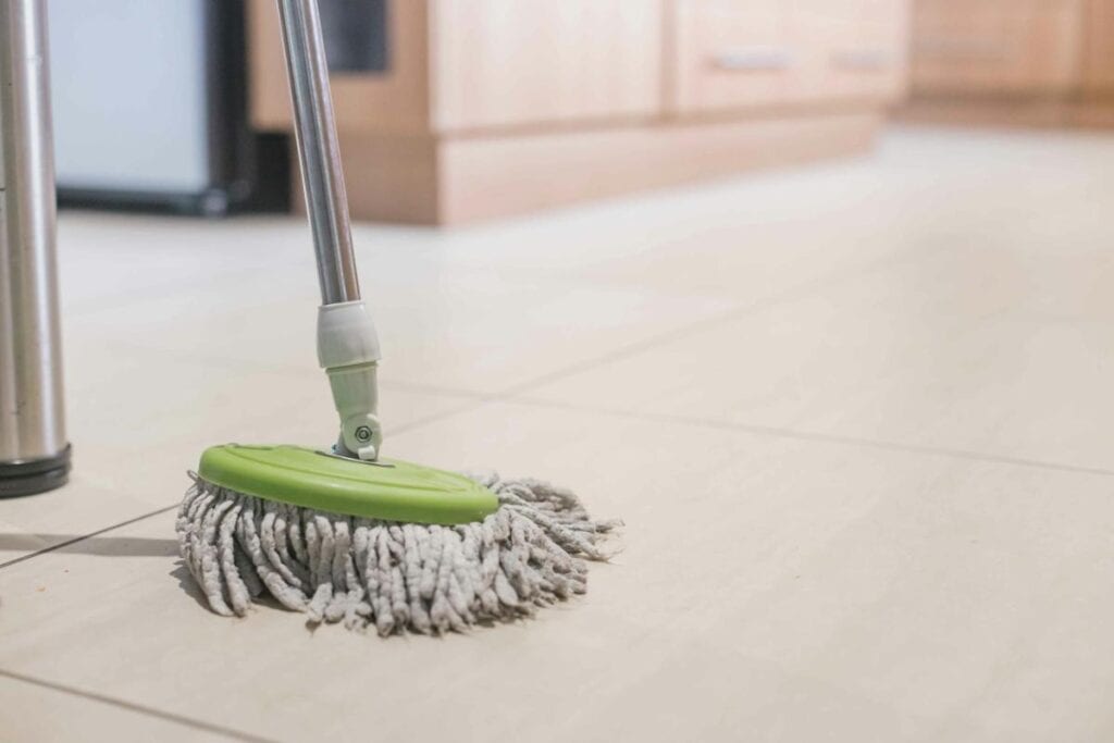 mop on tile floor