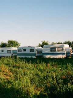 line of rvs at rv park