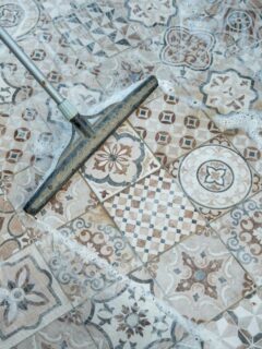 squeegee on tile floor
